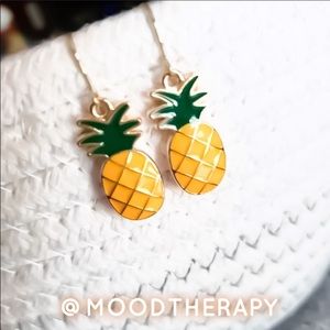 3 x 14KYGF Pineapple Dangle Drop Enameled Earrings